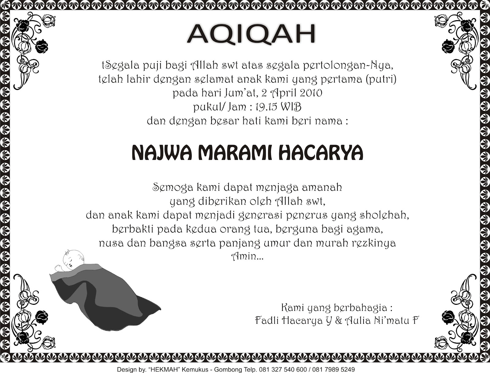  kartu  ucapan  aqiqah bisa di edit wood scribd indo