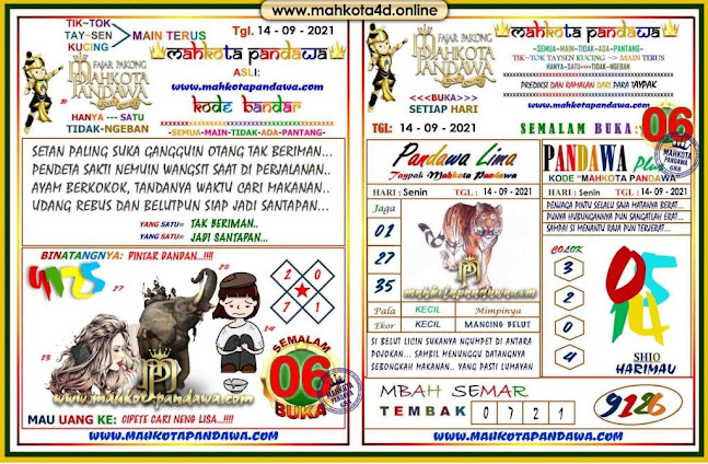 Syair Prediksi Jitu Pakong Mahkota Pandawa Selasa, 14 - September - 2021