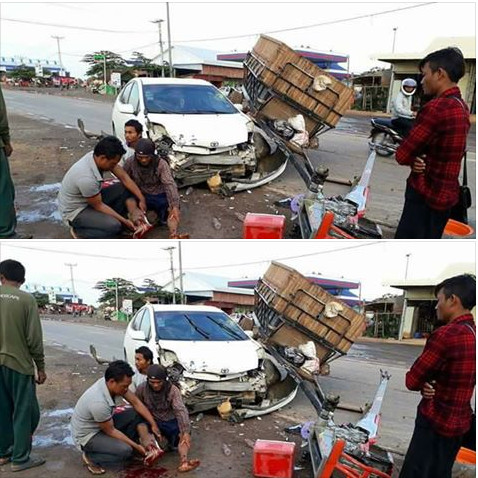 ខេត្តបន្ទាយមានជ័យ : កើតហេតុរថយន្ត និង គោយន្ត បុកគ្នា នៅផ្លូវជាតិលេខ​​ 56 A បណ្ដាលឱ្យអ្នកបើកបរគោយន្តបាក់ភ្លៅ!