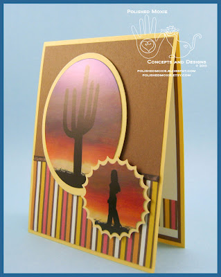 Front panel of my handmade Southwestern Sunset Card set at a left angle.