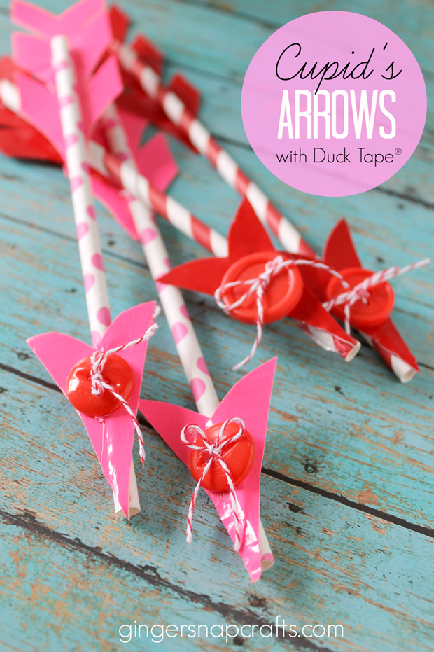 Cupid's Arrows with Duck Tape #Valentine #craft #ducktape #spon GingerSnapCrafts.com