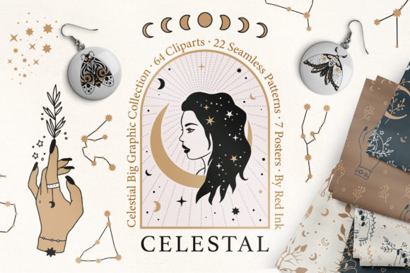 93 Celestial Clipart & Pattern Magic Pack