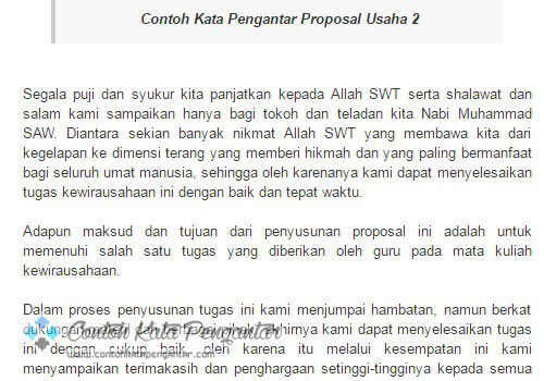 Contoh Kata Pengantar Proposal Usaha  Contoh Kata Pengantar