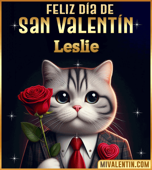 Gif con Nombre de feliz día de San Valentin Leslie