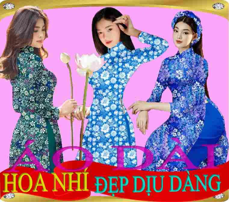 Vải áo dài HOA NHÍ đẹp dịu dàng của người con gái Việt