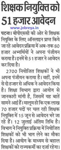 51 thousand applications have been made for Bihar Teacher Recruitment by BPSC notification latest news update 2023 in hindi