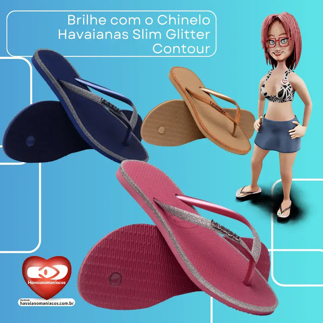 Chinelo Havaianas Slim Glitter Contour