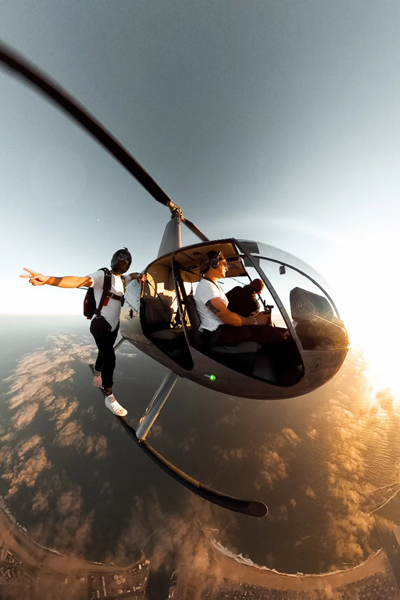 areal shot of a helicopter over sydney