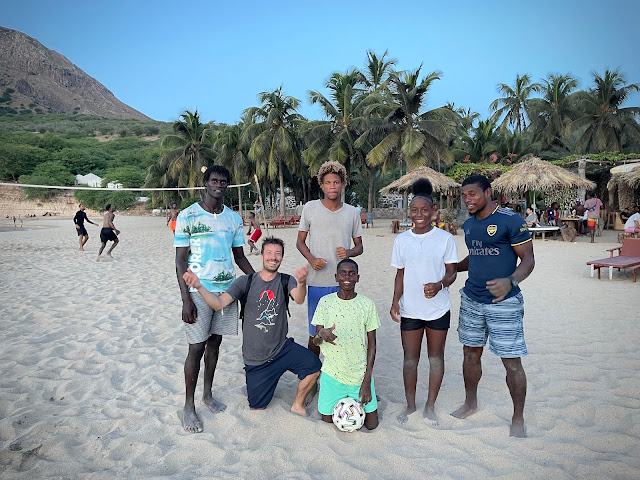 Marcel and his new friends; Tarrafal Beach, Santiago, Cape Verde