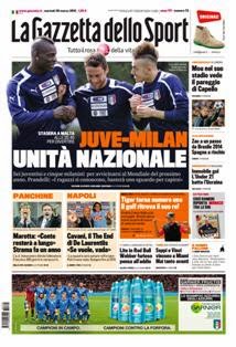 La Gazzetta dello Sport del 26 Marzo 2013 | ISSN 1120-5067 | TRUE PDF | Quotidiano | Sport
La Gazzetta dello Sport è un quotidiano sportivo italiano, con sede a Milano. Insieme al Corriere dello Sport - Stadio e Tuttosport, è uno dei tre principali giornali sportivi d'Italia. È il primo quotidiano sportivo per numero di lettori nell'Italia centro-settentrionale, ed uno dei maggiori quotidiani italiani per tiratura e diffusione.