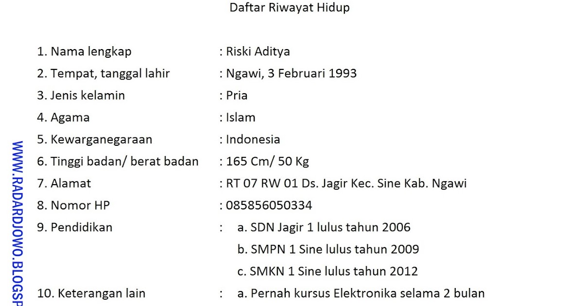 Contoh Daftar Riwayat Hidup Lampiran Skripsi - Contoh 36