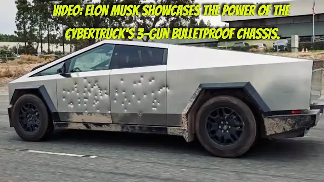 Video: Elon Musk showcases the power of the Cybertruck's 3-gun bulletproof chassis.