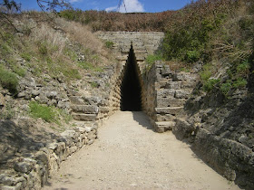 Entrance to Royal Kurgan infrasound receiver and view on dromos antennas