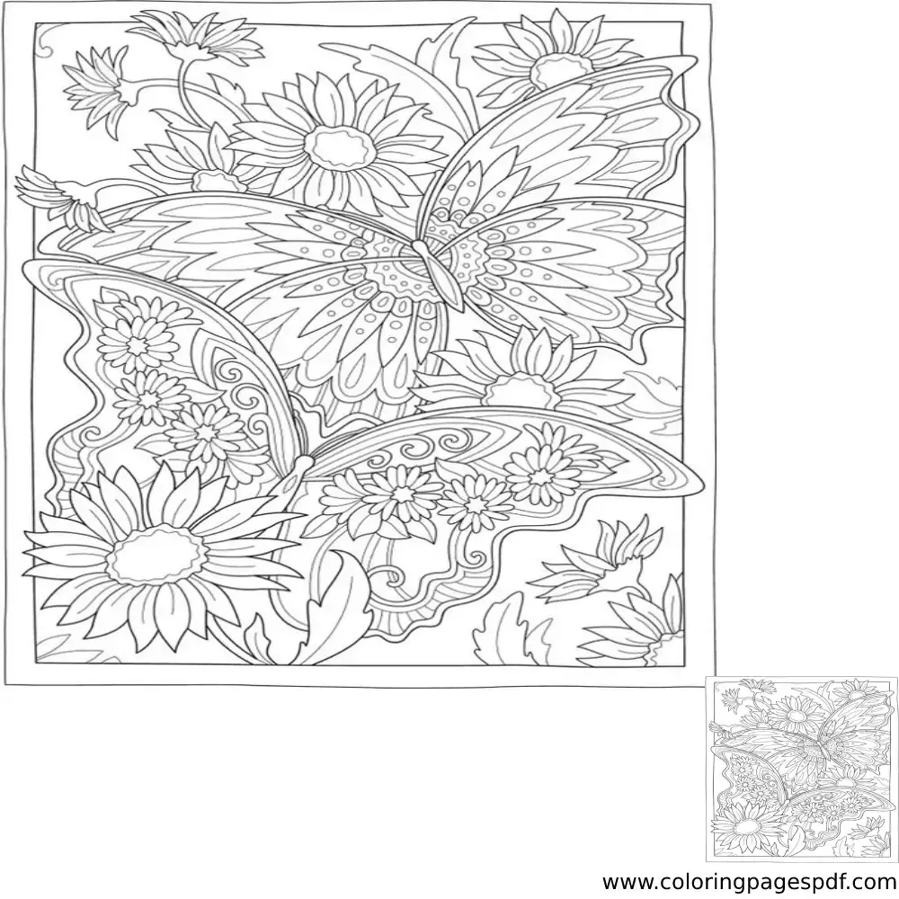 Coloring Page Of Two Detailed Butterflies