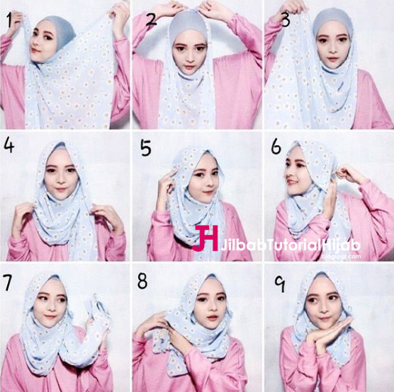 Kumpulan Gambar Tutorial Cara Memakai Hijab Modern Lucu