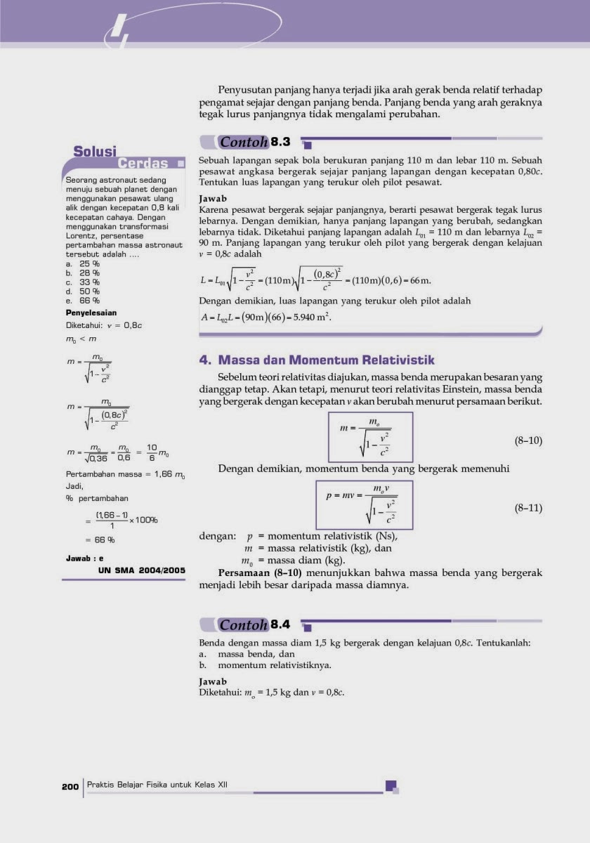Fisika Siswa: Massa dan Momentum Relativistik