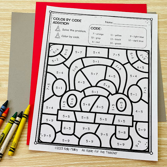 Rev Up Math Facts Skills with Transportation-Themed Addition Color by Number Worksheets