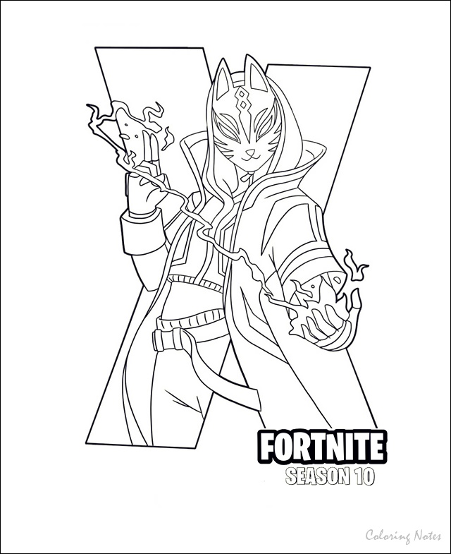 Fortnite, Coloring Pages, Season 10, Drift, Skin