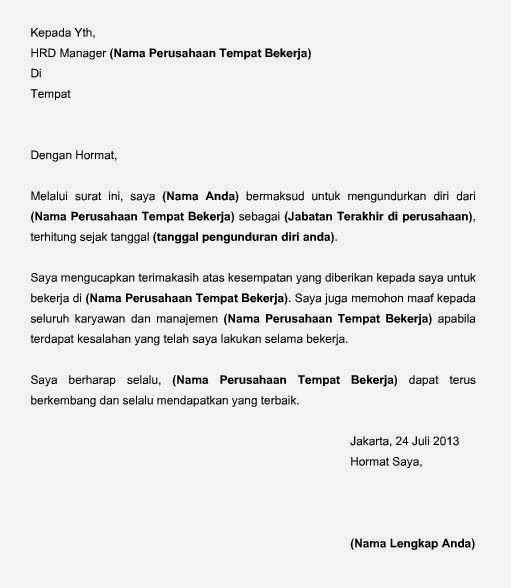 Contoh Surat Perletakan Jawatan 2 Minggu Contoh Surat