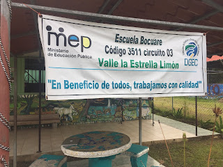 The sign in from of the Bocuare School in Costa Rica