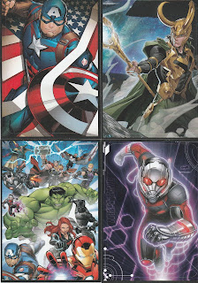 Marvel Avengers stickers #1 (Captain America), 6 (Avengers Assemble), 7 (Loki) and 11 (Ant-Man)