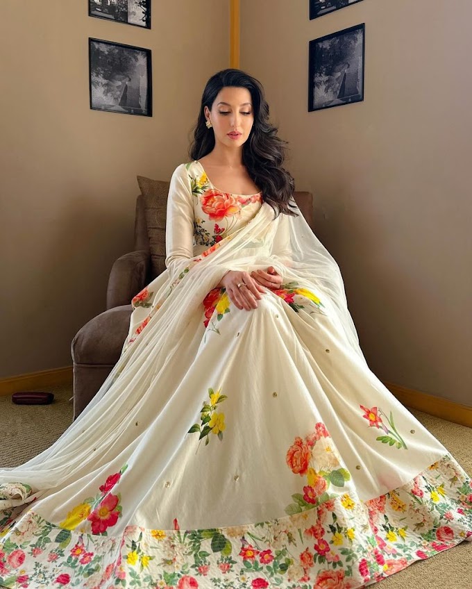  NORA_FATEHI INSPIRED LONG GOWN WITH BEAUTIFUL FLORAL DIGITAL PRINTING COLLECTION