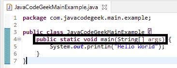public static void main in java