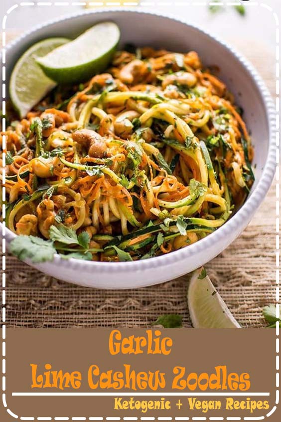 "These 15 minute garlic lime cashew zoodles are a super easy and healthy vegan meal option. This is a snap to make, and the sauce is addictive! "