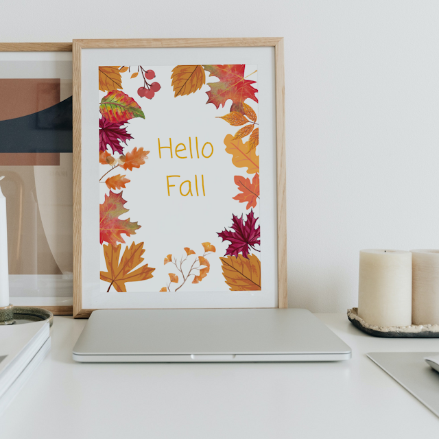 Hello Fall/Autumn wall art - free printable