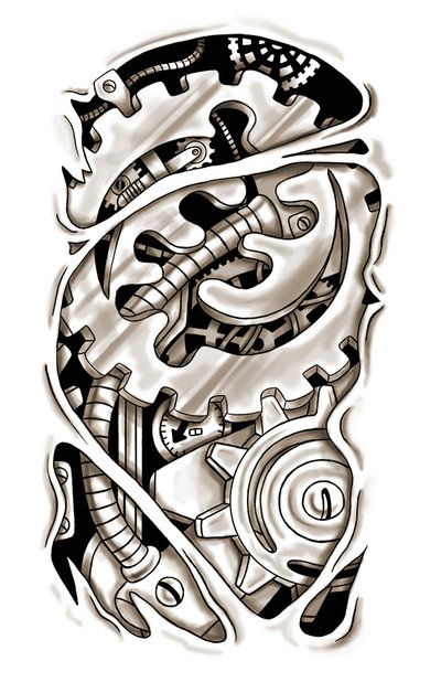 Steampunk-Gears-Half-Sleeve-Tattoo-Design