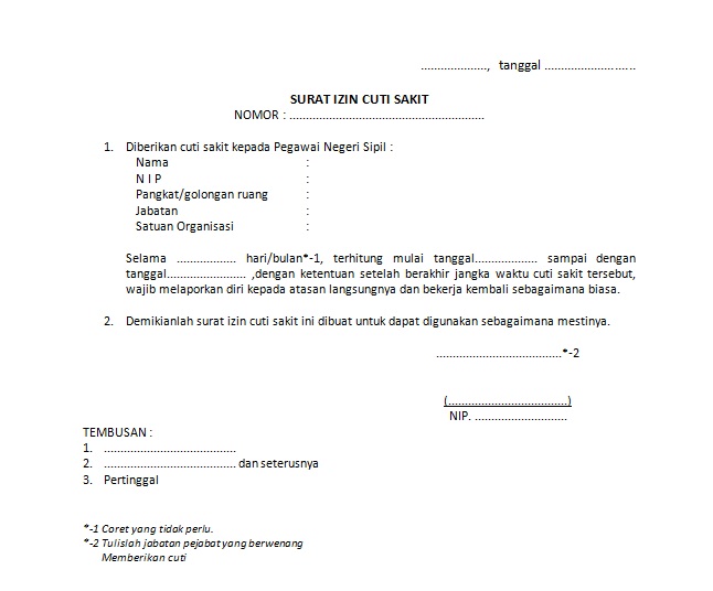 Contoh Surat Permohonan Cuti Sakit Pns Nusagates