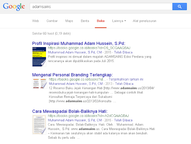 Buku Terbitan Adamssein Media di Google Buku