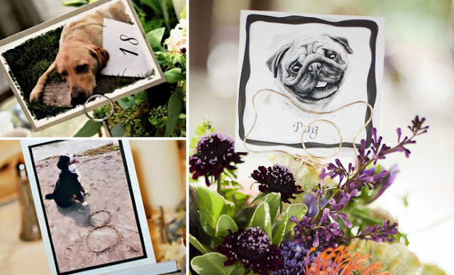Dog Table Numbers or Names for Wedding Table Settings 