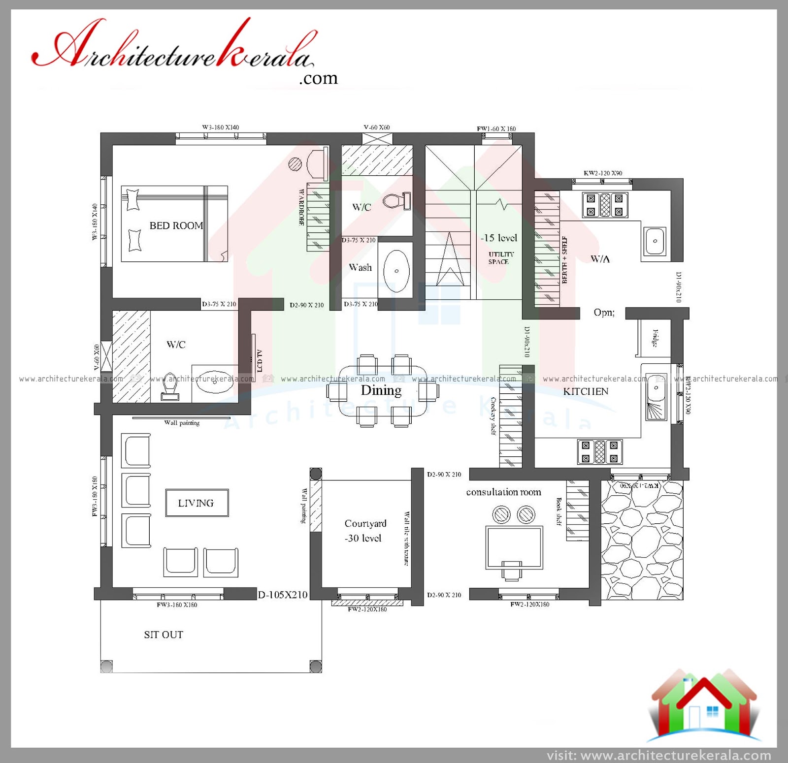  THREE BEDROOM HOUSE PLAN AND ELEVATION  IN 2000 SQ FT 