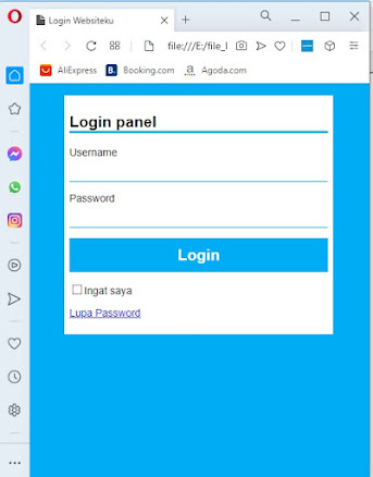 output kode css form pada main login di body html pada tampilan browser kecil