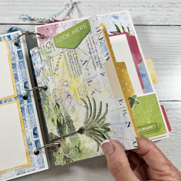 Summer Scrapbook Album file folder page with palm trees and map