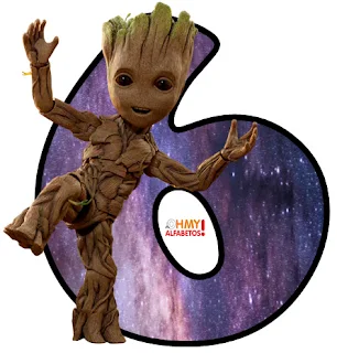 Baby Groot Dancing Free Printable Letters and Numbers. Letras y Números con Baby Groot Bailando para Descargar Gratis.