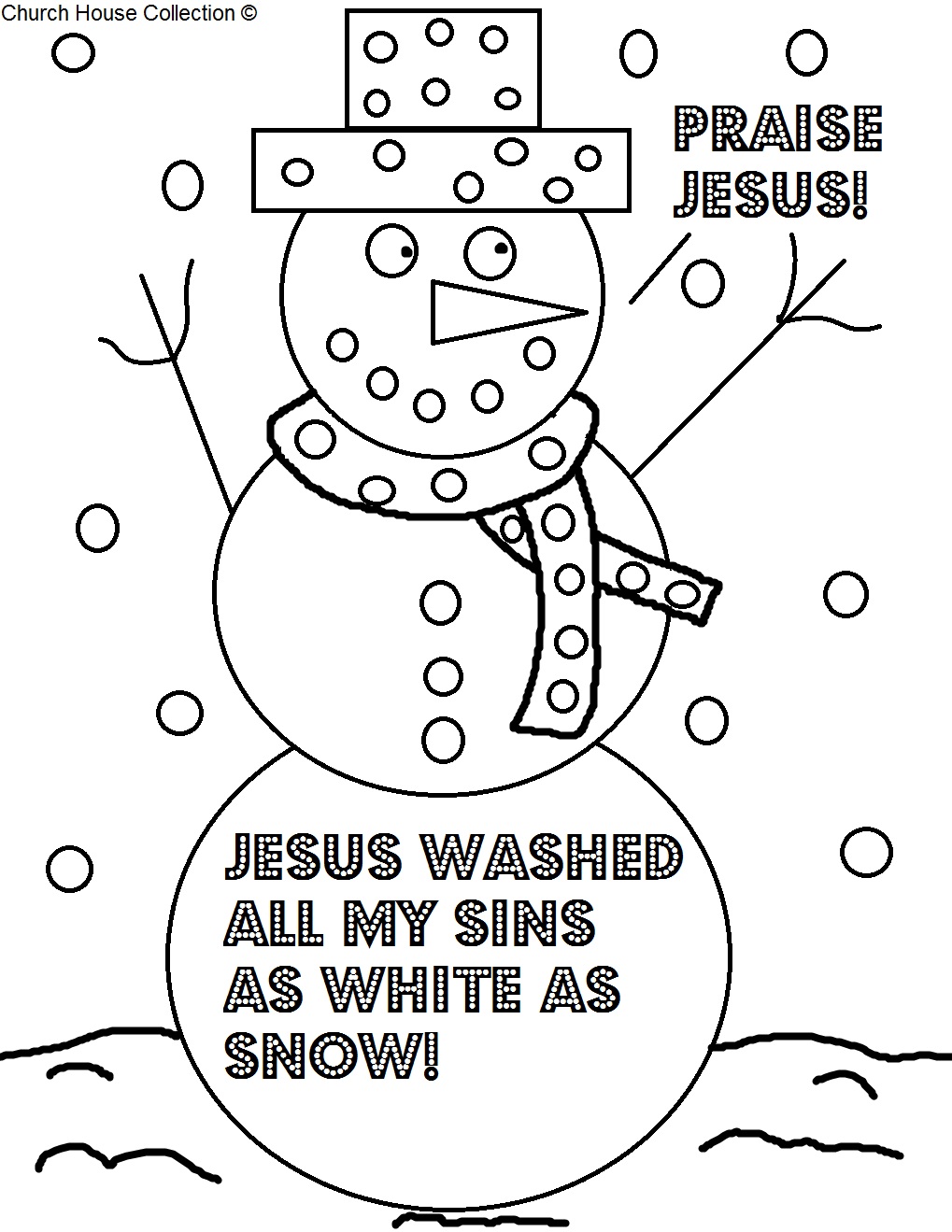 Christmas Coloring Page For Sunday School Snowman Praise Jesus Coloring Page