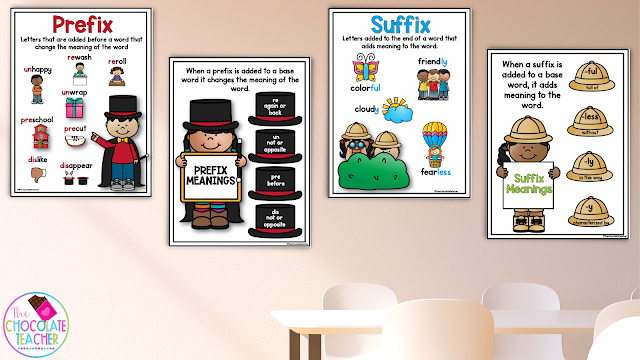 Introduce your prefixes and suffixes with anchor charts like these.