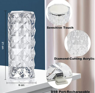 Crystal Table Lamp USB Charging Touch Lamp charging port