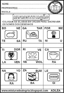 Atividades de alfabetização,formação de palavras