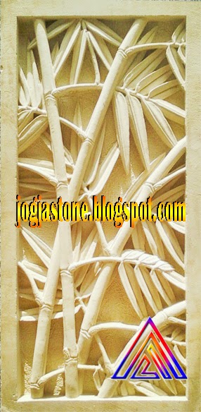 Ukiran Batu Alam Motif  Bambu 