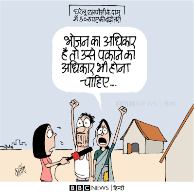 Cartoon, Daily cartoon, politics, Political cartoons, food bill, LPG,cartoonist kirtish bhatt
