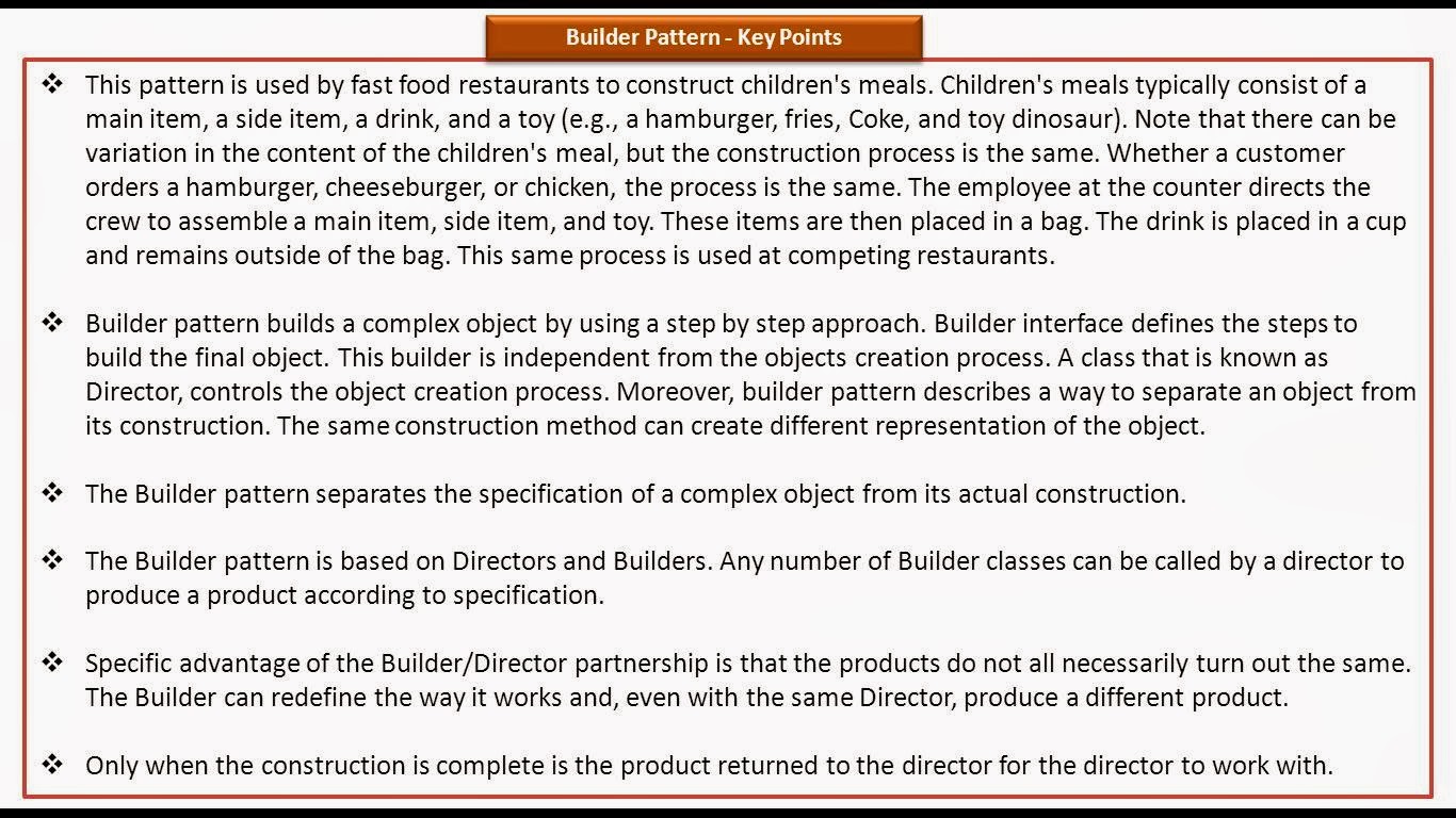 JAVA EE Builder Design Pattern Keypoints