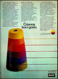 Divisão textil Basf; 1974; moda anos 70.  Os anos 70. propaganda moda decada 70; história da década de 70; reclames anos 70; brazil in the 70s; Oswaldo Hernandez