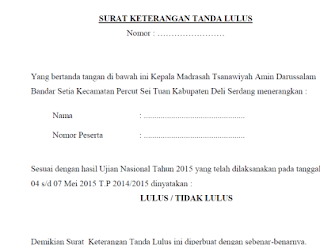 Contoh Surat Keterangan Tanda Lulus  Library Pendidikan