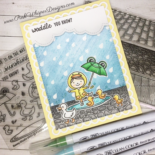 Sunny Studio Stamps: Puddle Jumpers & Sprawling Surfaces Customer Card by Lynn Dionne