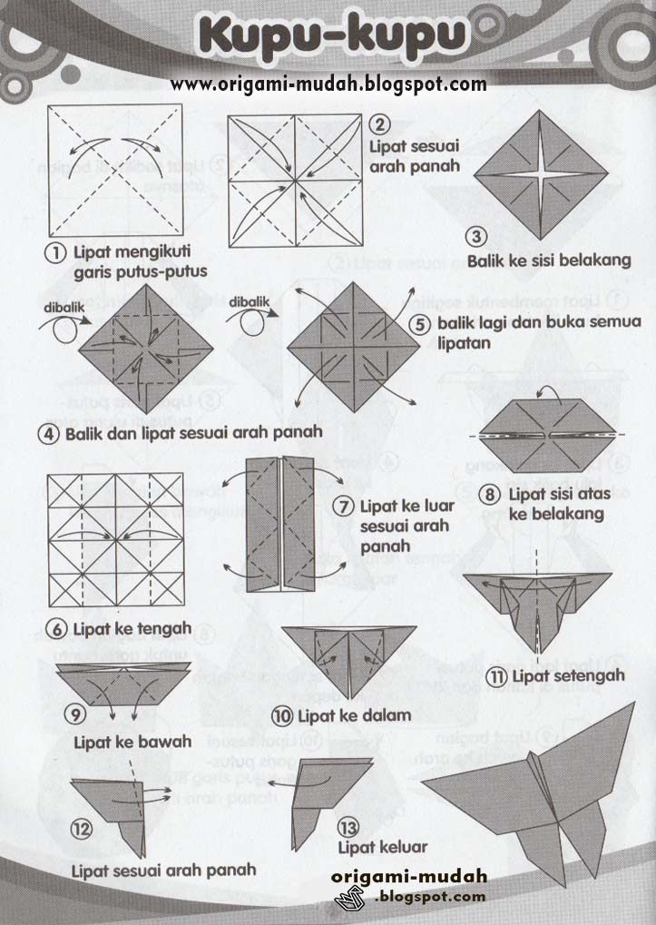  Cara  Membuat  Origami  Bentuk Kupu Kupu