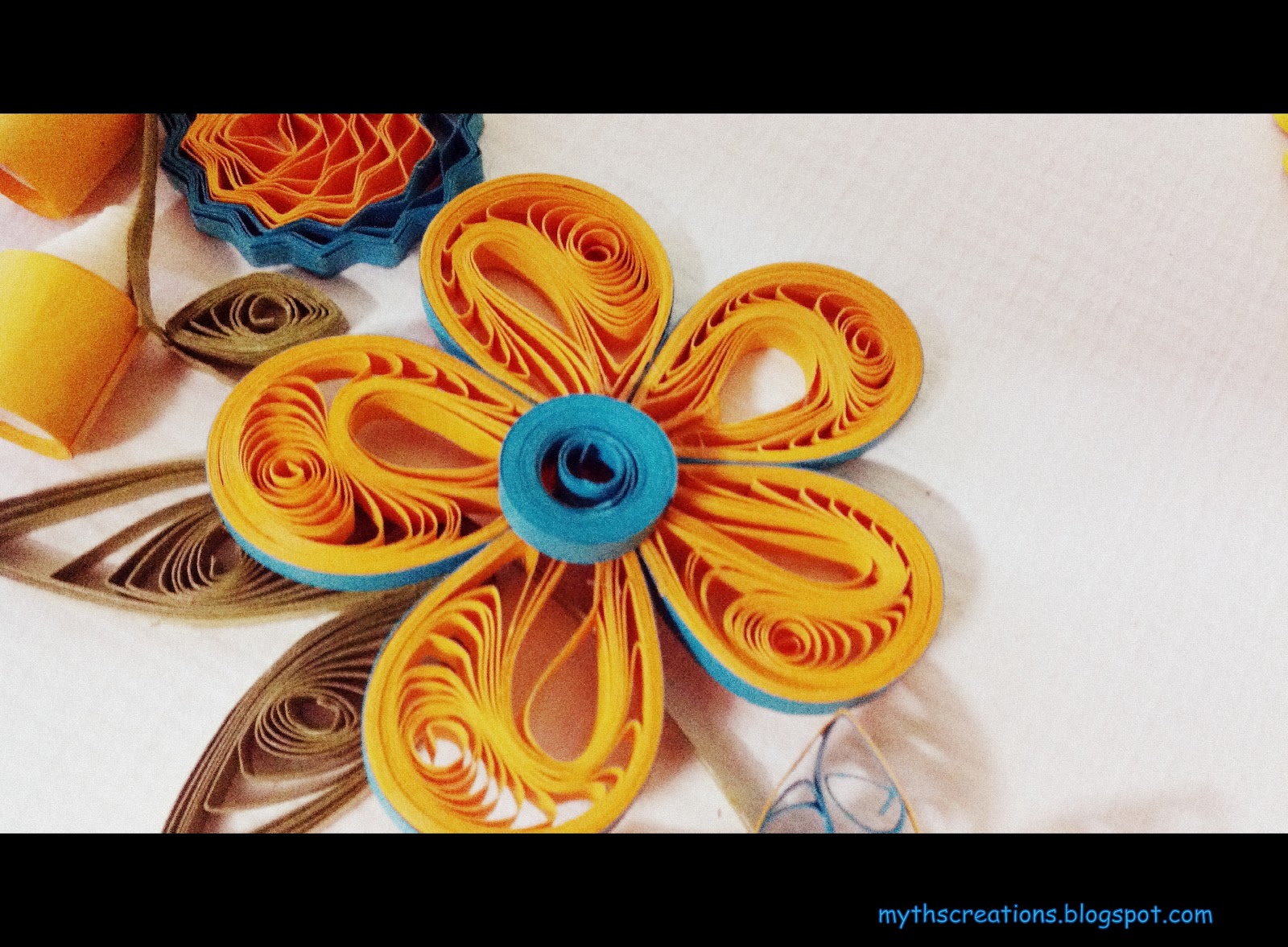 types of flowers with meaning Quilled Blue and Yellow Flowers | 1600 x 1177