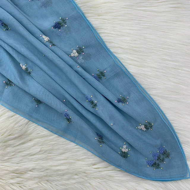 warna tudung bawal lite dusty blue